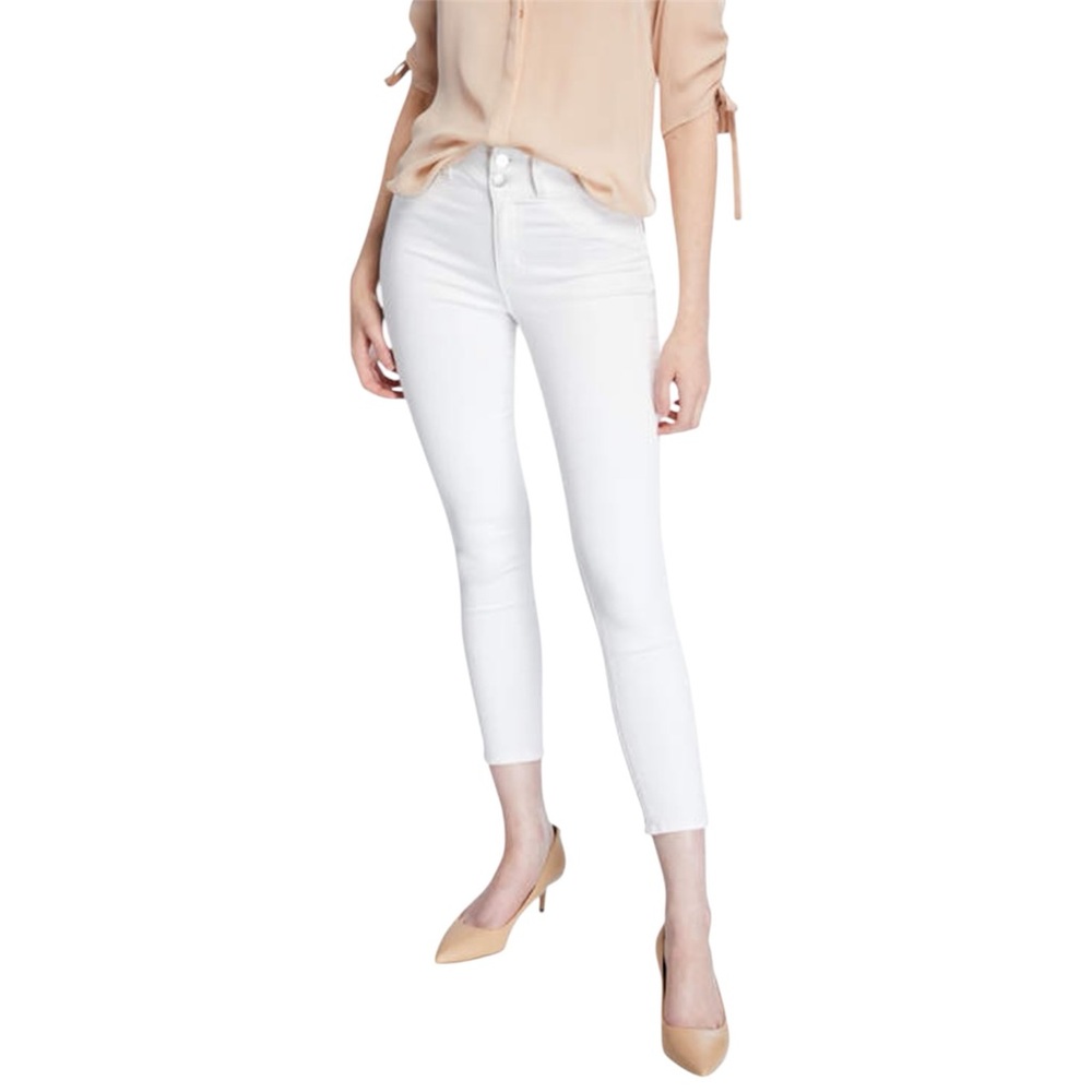 L'Agence White Blanc Peyton High-Rise Skinny Jeans w/ Double Waistband Size 24